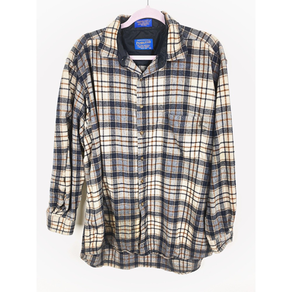 Men's Pendleton Virgin Wool Plaid Flannel Shirt XL